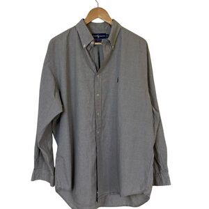 Ralph Lauren Mens Yarmouth‎ Button Down Shirt XL Black White Windowpane Pony